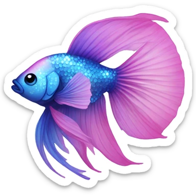 Pink and blue sparkly beta fish  sticker