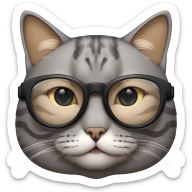 Grey Cat wearing black cooling glass 😎😺 sticker