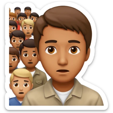 a famous artist FEELING FEAR, with the audience BEHIND HIM sticker