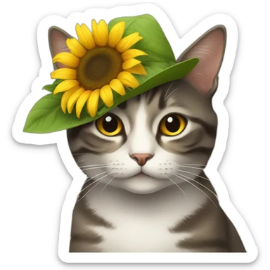 A cat with a sunflower hat sticker