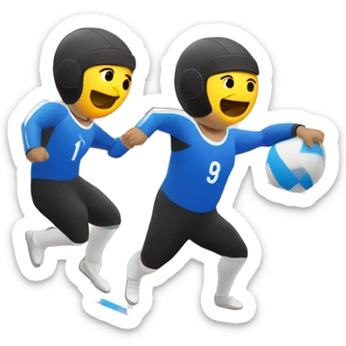 goalball paralímpico, tirado al piso parando el balon con el estomago  sticker