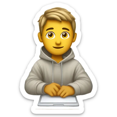 white boy sitting on the school desk with a blanket wrapped around shoulders working on chromebook sticker