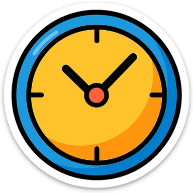 clock icon, clear outlines, strong shadows and highlights, psychosomatics and psychology theme, fun and not too complex sticker
