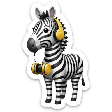 A zebra listening to music sticker
