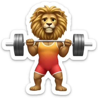 Lion weightlifter sticker