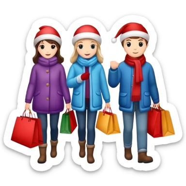 Christmas department store with festive shoppers sticker
