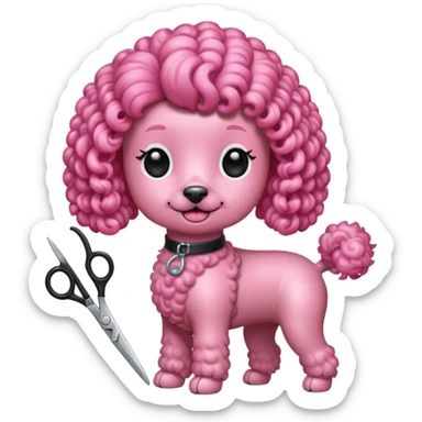 poodle color rosada tijera sticker
