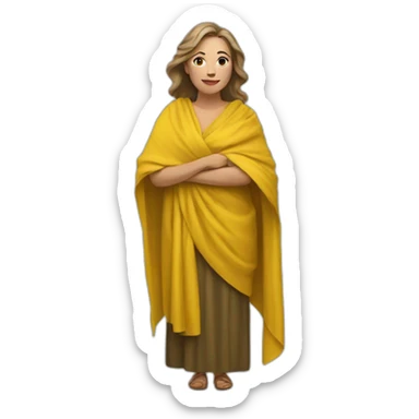 a white woman in a yellow shawl in full growth sticker