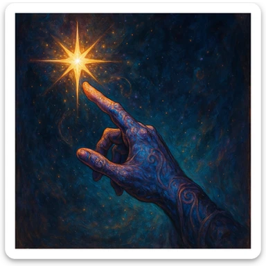 magical hand pointing outward with a glowing star at the fingertip, no text, fantasy style, not apple emoji style sticker
