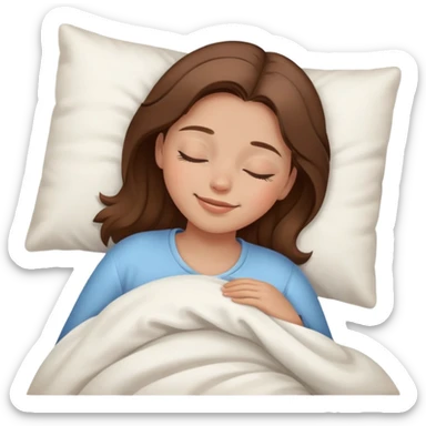 The brown hair girl going to sleep with smile and closed eyes sticker
