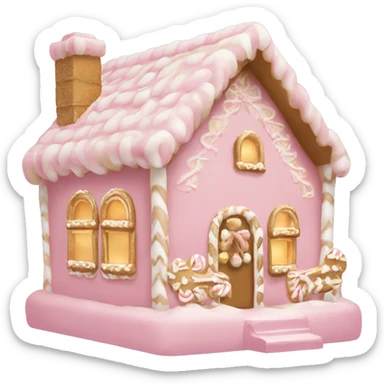 light pink and gold and white gingerbread house sticker