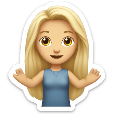 girl with  blond long hair heart in outstretched hand sticker