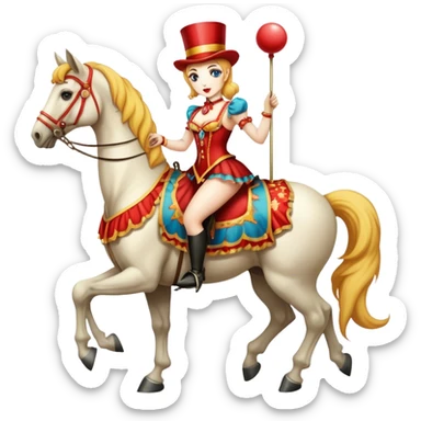 Vintage circus woman standing on horse sticker