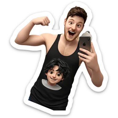 smiling boy in bathroom mirror sticker