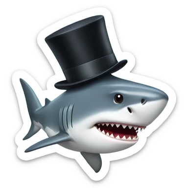 Shark with a top hat sticker