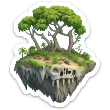 an island made out of skeleton bones sticker
