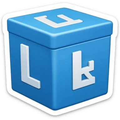 The letters L and R in a blue box 2D sticker