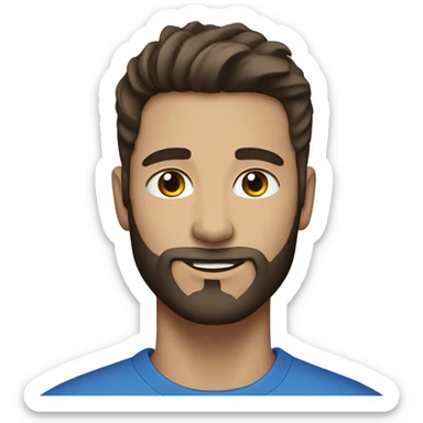 brunette male with blue eyes medium hair short beard sticker