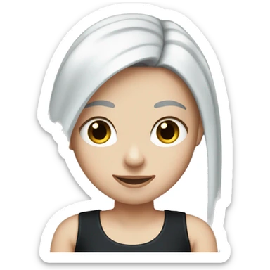 white girl with long straight dark blue hair wearing black tank top sticker