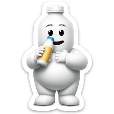 michelin man holding a bottle of milk sticker