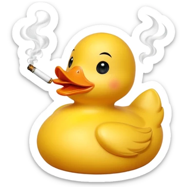 Rubber duck gettinf high on weed cartoon sticker