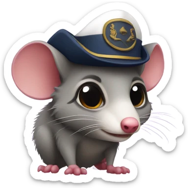 Possum with captain hat sticker