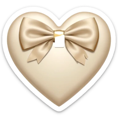 white heart with beige bow, bow at bottom sticker