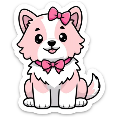 Cute dog with pink bow sticker