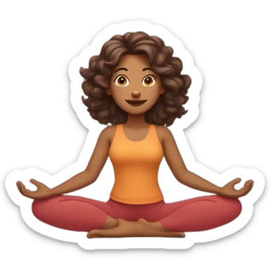 Indian woman with waivy hair in puppy dog yoga pose sticker