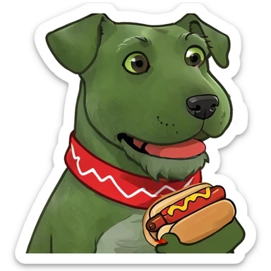 Schnauzer Eating a hot dog meat￼ sticker