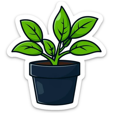 Fresh basil plant with green leaves sticker