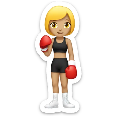 Boxing girl, yellow bob hair, white skin, red boxing gloves sticker