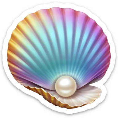opened sea shell pearl inside sticker