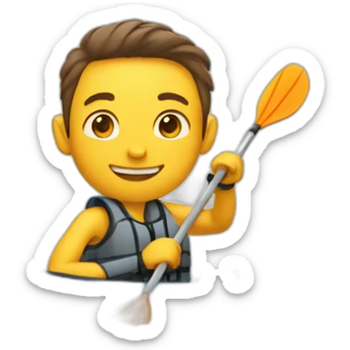 Thin young man in a kayak waving sticker