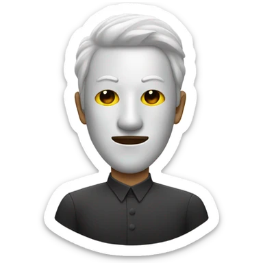 Man wearing white mask that is pointed at the top of his head with only holes to see out of his mask sticker