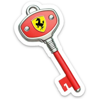 red Ferrari key with a green background sticker