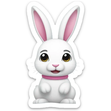 White Bunny with pink ears is in the snow sticker