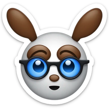 Une araignée qui porte des lunettes marrons avec deux yeux ronds bleus style kawaï sticker