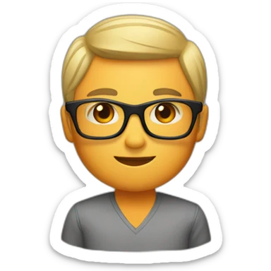 guy with black glasses dirtyblonde short hair with orange long-sleeved shirt sticker