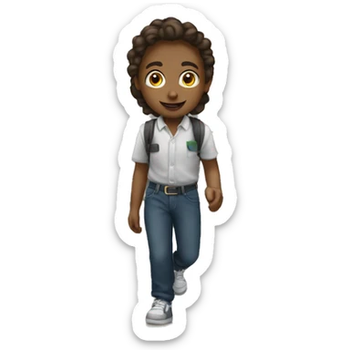 a white-skin student making a step downstairs sticker