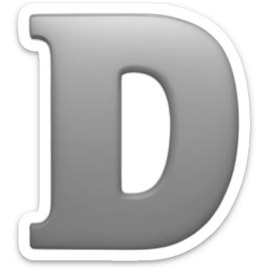 D letter white grey background sticker