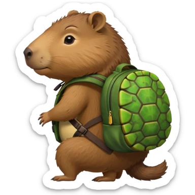 Capibara con mochila de tortuga  sticker