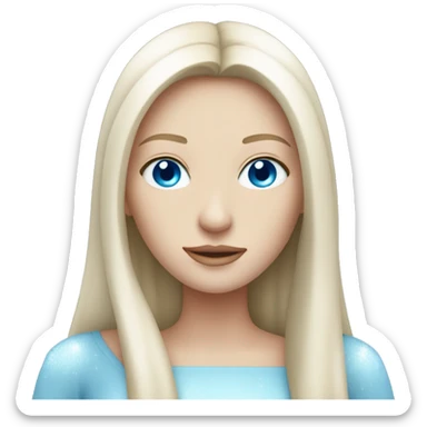 pale woman with long straight hair and light blue eyes with ice powers sticker