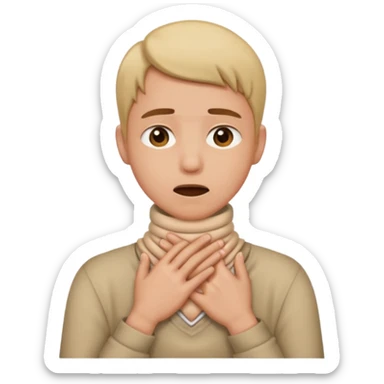 An emoji with hands around their neck choking themselves sticker