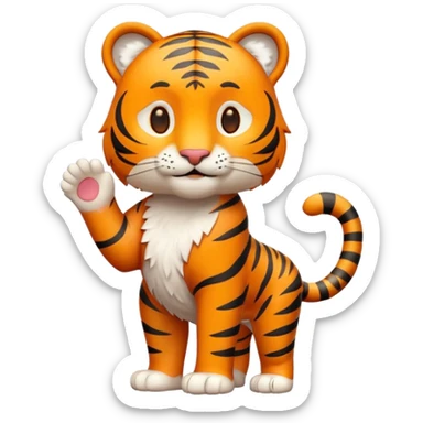 Cute tiger emoji, full body, standing pose, 3D emoji style sticker