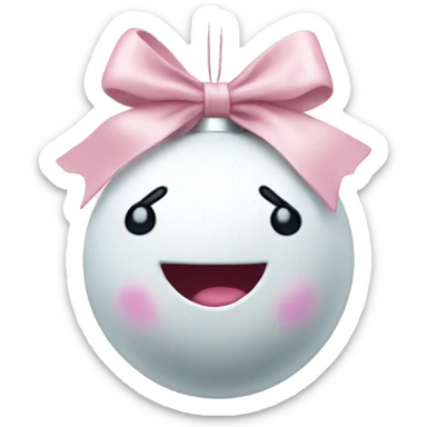 Plain White Christmas ornament with a light pink bow on top sticker