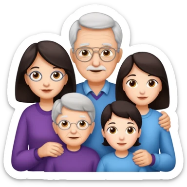 All white grandma and grandpa with 2 girls and 2 boys. The kids should have dark hair sticker