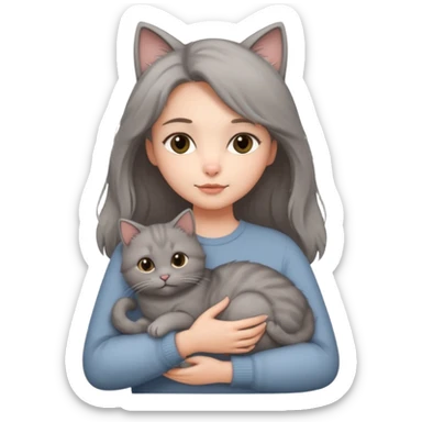 Wanita menggendong kucing sticker
