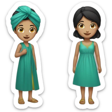 Boy with turban and girl with black hair sticker