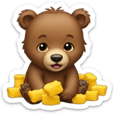 baby grizzly bear with nuggets sticker